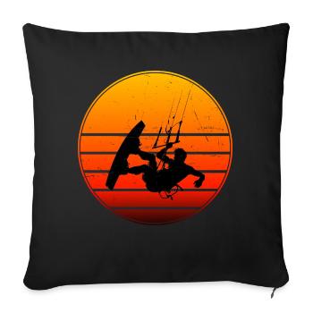 Kitesurf Femme Homme Kitesurf Kitesurf Kitesurfer - Housse de coussin décorative 45 x 45 cm - noir - Devant