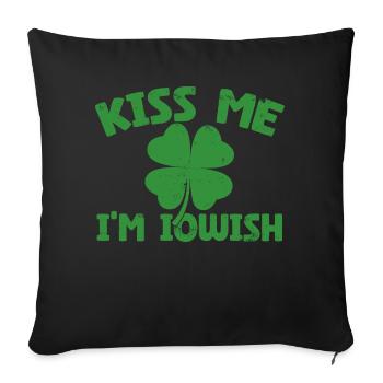 Embrasse-moi Je suis Iowish Drôle Saint-Patrick Trèfle - Housse de coussin décorative 45 x 45 cm - noir - Devant
