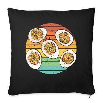 Gefüllte Eier Deviled Eggs - Sofakissenbezug 45 x 45 cm - Schwarz - Vorne