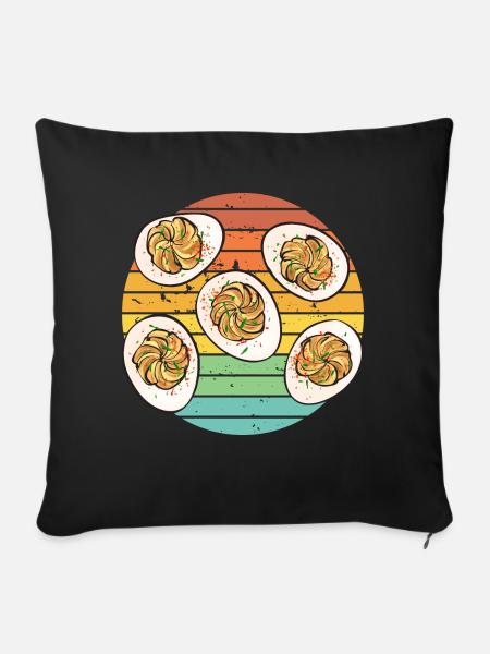 Gefüllte Eier Deviled Eggs - Sofakissenbezug 45 x 45 cm - Schwarz