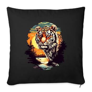 Tiger, Tigerhead, Big Cat, Nature, Wilderness, Wild, Strong - Sofa pillowcase 17,3'' x 17,3'' (45 x 45 cm) - black - Front