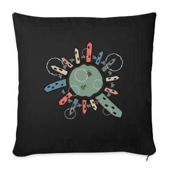 Planet A - Sofa pillowcase 17,3'' x 17,3'' (45 x 45 cm) - black - Front