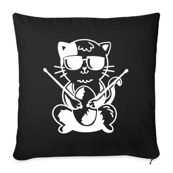 Schlagzeuger Katze - Sofakissenbezug 45 x 45 cm - Schwarz - Vorne