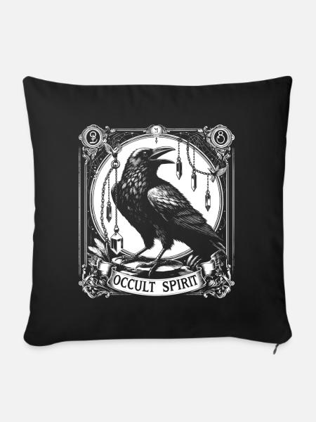 Occult Spirit Corbeau Pendule 2 - Housse de coussin décorative 45 x 45 cm - noir
