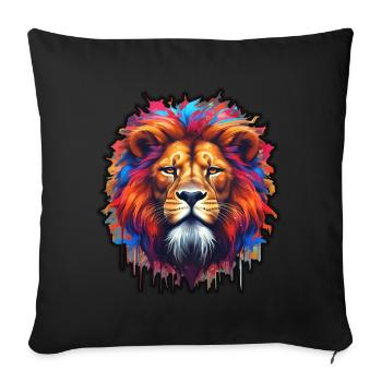 Proud lion in graffiti style - Sofa pillowcase 17,3'' x 17,3'' (45 x 45 cm) - black - Front