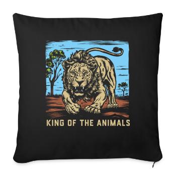 African Lion 2024 03 - Sofa pillowcase 17,3'' x 17,3'' (45 x 45 cm) - black - Front