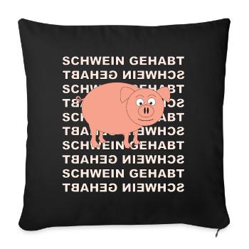 Cochon avec de l’écriture en arrière-plan - Housse de coussin décorative 45 x 45 cm - noir - Devant