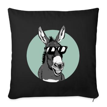 Esel Eselchen Maultier Muli - Sofakissenbezug 45 x 45 cm - Schwarz - Vorne