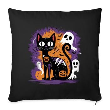 Spooky Halloween Cat - Sofa pillowcase 17,3'' x 17,3'' (45 x 45 cm) - black - Front