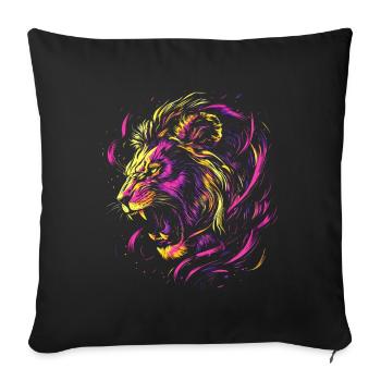 Lion Colorful Lion Head Neon Colorful Predator Art - Sofa pillowcase 17,3'' x 17,3'' (45 x 45 cm) - black - Front