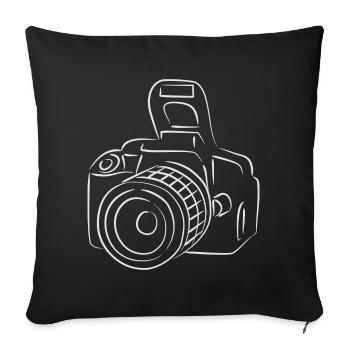 Tendance de la ligne photographique de l’appareil photo - Housse de coussin décorative 45 x 45 cm - noir - Devant
