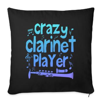 Crazy clarinet player - Sofa pillowcase 17,3'' x 17,3'' (45 x 45 cm) - black - Front