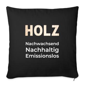Holz nachhaltig, nachwachsend und emissionslos - Sofakissenbezug 45 x 45 cm - Schwarz - Vorne