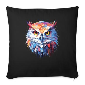 Owl Bird Animal Nature Freedom Wildlife Abstract - Sofa pillowcase 17,3'' x 17,3'' (45 x 45 cm) - black - Front