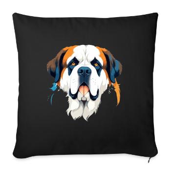 Saint Bernard Vector Art Vibrant Illustration - Sofa pillowcase 17,3'' x 17,3'' (45 x 45 cm) - black - Front