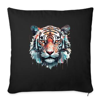 Tiger Animal Freedom World Wildlife Abstract - Sofa pillowcase 17,3'' x 17,3'' (45 x 45 cm) - black - Front