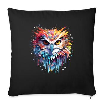 Owl Bird Animal Nature Freedom Wildlife Abstract - Sofa pillowcase 17,3'' x 17,3'' (45 x 45 cm) - black - Front