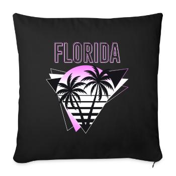 Florida USA Miami America Summer Palm Trees Neon Colorful - Sofa pillowcase 17,3'' x 17,3'' (45 x 45 cm) - black - Front