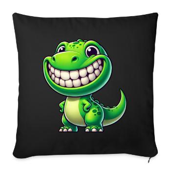 Dinosaure mignon T-Rex Cartoon Friendly - Housse de coussin décorative 45 x 45 cm - noir - Devant