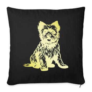 Silhouette de chien Yorkshire Terrier - Housse de coussin décorative 45 x 45 cm - noir - Devant