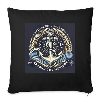 Au-delà de l’horizon Ancre maritime motif intemporel - Housse de coussin décorative 45 x 45 cm - noir - Devant