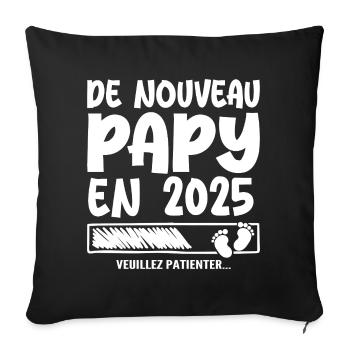 De nouveau papy en 2025 - Housse de coussin décorative 45 x 45 cm - noir - Devant