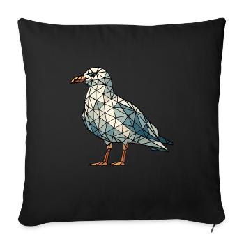 Moin Comic Nordsee Hamburg Polygon Seagull Bird Pier - Sofa pillowcase 17,3'' x 17,3'' (45 x 45 cm) - black - Front