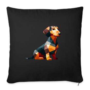 Polygone teckel chien viennois amoureux des animaux chien amour - Housse de coussin décorative 45 x 45 cm - noir - Devant