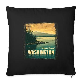Puget Sound Washington State Retro Vintage - Sofa pillowcase 17,3'' x 17,3'' (45 x 45 cm) - black - Front