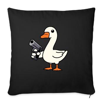 White Goose Duck Duckling Gun Attack Défense - Housse de coussin décorative 45 x 45 cm - noir - Devant