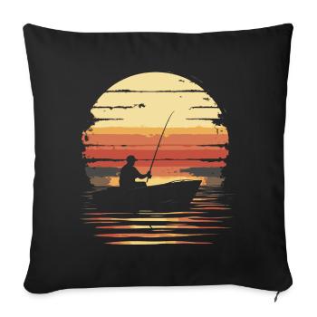 Fishing Boat Fishing Vintage Sunset - Sofa pillowcase 17,3'' x 17,3'' (45 x 45 cm) - black - Front