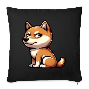 Süßer Shiba Inu lustiger skeptischer Blick - Sofakissenbezug 45 x 45 cm - Schwarz - Vorne