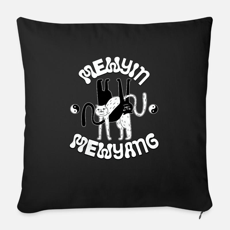 Chats Yin Yang - Housse de coussin décorative 45 x 45 cm - noir