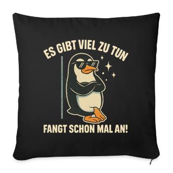 Pingouin cool dans le travail de bureau - Housse de coussin décorative 45 x 45 cm - noir - Devant