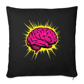 Cerveau néon avec énergie pensante. Le pouvoir de l’ ! - Housse de coussin décorative 45 x 45 cm - noir - Devant