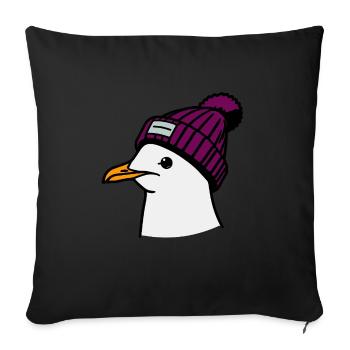 Moin Seagull Beanie Head North Sea Hat Hamburg Purple - Sofa pillowcase 17,3'' x 17,3'' (45 x 45 cm) - black - Front