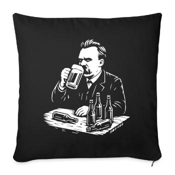 Friedrich Nietzsche buvant de la bière illustration - Housse de coussin décorative 45 x 45 cm - noir - Devant
