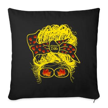 messy hair in autumn - Sofa pillowcase 17,3'' x 17,3'' (45 x 45 cm) - black - Front