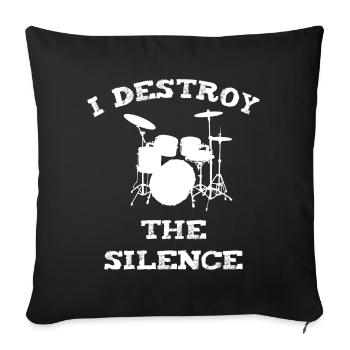 Rockiger Drummer mit Aussage - Sofakissenbezug 45 x 45 cm - Schwarz - Vorne