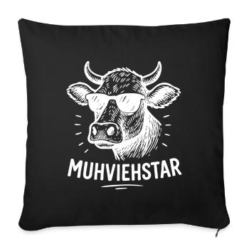 Chemise d’humour de vache – Muhviehstar Design - Housse de coussin décorative 45 x 45 cm - noir - Devant