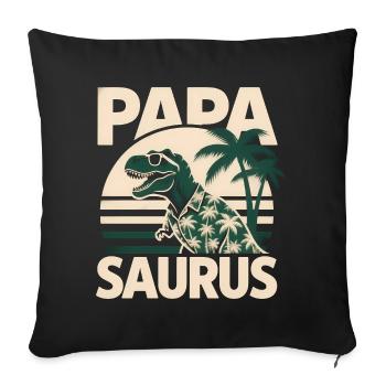 Papa Saurus Rex dinosaure Cadeau de fête des pères - Housse de coussin décorative 45 x 45 cm - noir - Devant