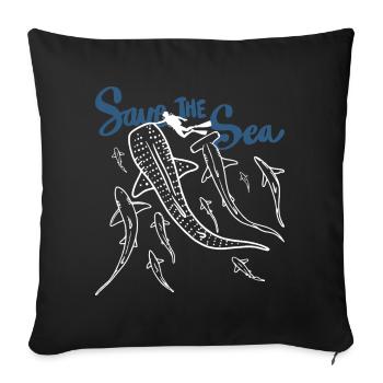 Save The  Sea Ocean Lifeline - Sofa pillowcase 17,3'' x 17,3'' (45 x 45 cm) - black - Front