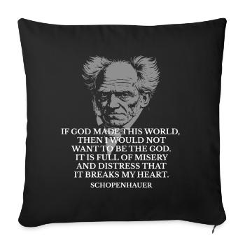 T-shirt Portrait de la citation Schopenhauer - Housse de coussin décorative 45 x 45 cm - noir - Devant