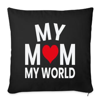 Ma mère, mon cœur du monde, - Housse de coussin décorative 45 x 45 cm - noir - Devant