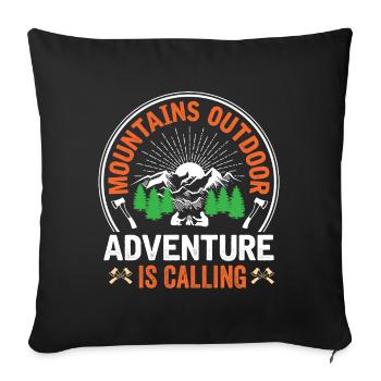 Mountains - Adventure is Calling - Sofa pillowcase 17,3'' x 17,3'' (45 x 45 cm) - black - Front