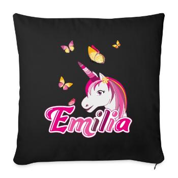 Emilia, nom de jeune fille, prénom préféré - Housse de coussin décorative 45 x 45 cm - noir - Devant