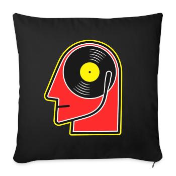 Vinyl Album Head Cartoon Portrait - Sofa pillowcase 17,3'' x 17,3'' (45 x 45 cm) - black - Front