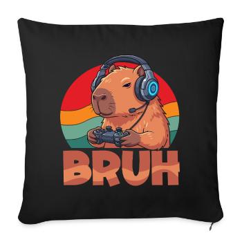 Retro Bruh Gaming Capybara Capybaras Cute - Sofa pillowcase 17,3'' x 17,3'' (45 x 45 cm) - black - Front