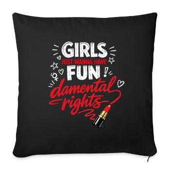Droits fondationnels – Déclaration forte des femmes - Housse de coussin décorative 45 x 45 cm - noir - Devant