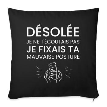 Kiné Humour Cadeau Rigolo Kinésithérapeute - Housse de coussin décorative 45 x 45 cm - noir - Devant